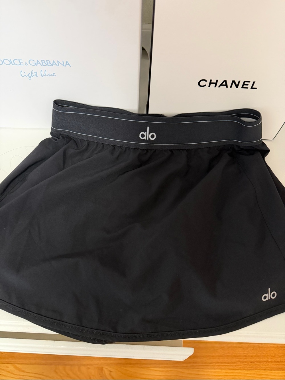 ALO Yoga Black Skort with Logo Waistband